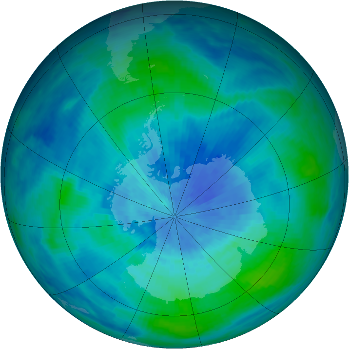Antarctic ozone map for 14 March 1986